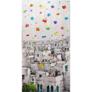 Zahid Saleem, 18 x 36 Inch, Acrylic on Canvas, Cityscape Painting, AC-ZS-161